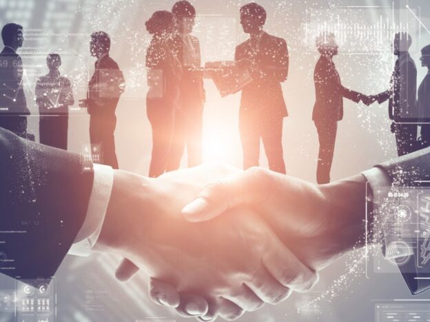 Twee personen schudden elkaar de hand als symbool voor de arbeidsrechtelijke onderwerpen in het voortgezet onderwijs